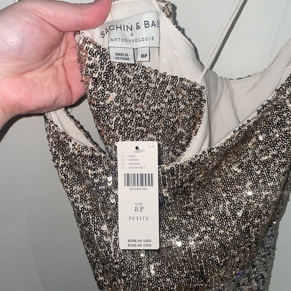 Sachin & Babi x Anthropologie Colorblocked Sequined Midi Dress 8 Petite - Picture 12 of 14